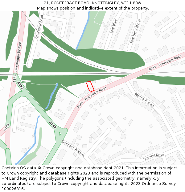 21, PONTEFRACT ROAD, KNOTTINGLEY, WF11 8RW: Location map and indicative extent of plot