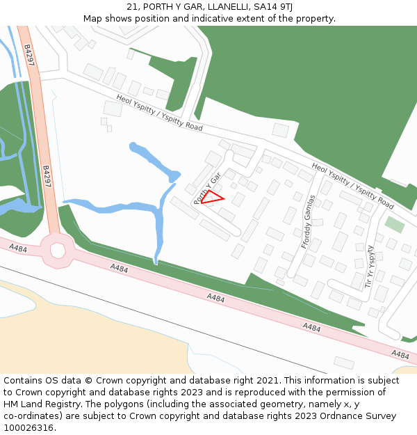 21, PORTH Y GAR, LLANELLI, SA14 9TJ: Location map and indicative extent of plot