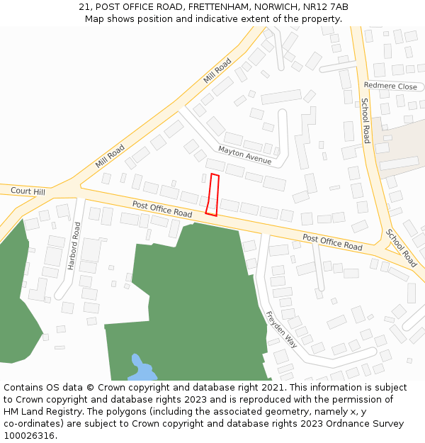 21, POST OFFICE ROAD, FRETTENHAM, NORWICH, NR12 7AB: Location map and indicative extent of plot