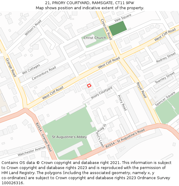 21, PRIORY COURTYARD, RAMSGATE, CT11 9PW: Location map and indicative extent of plot