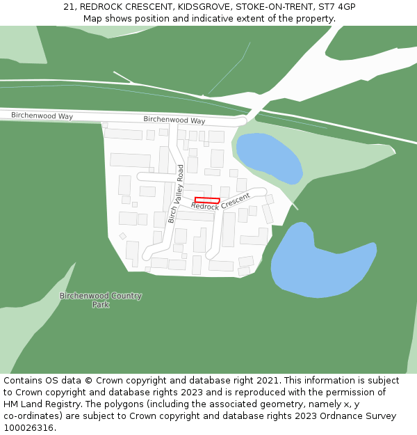 21, REDROCK CRESCENT, KIDSGROVE, STOKE-ON-TRENT, ST7 4GP: Location map and indicative extent of plot