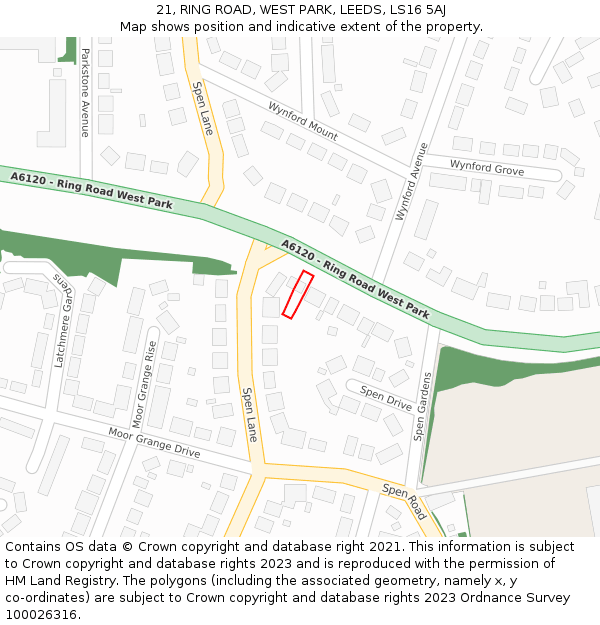 21, RING ROAD, WEST PARK, LEEDS, LS16 5AJ: Location map and indicative extent of plot