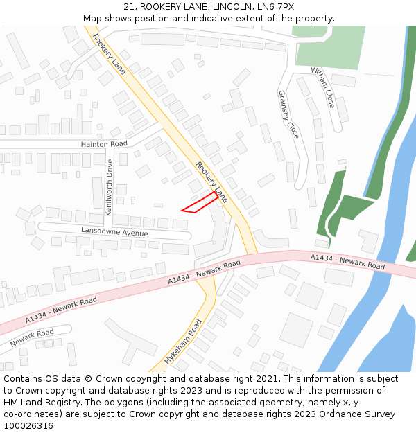 21, ROOKERY LANE, LINCOLN, LN6 7PX: Location map and indicative extent of plot