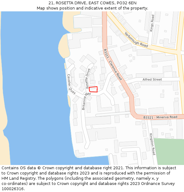 21, ROSETTA DRIVE, EAST COWES, PO32 6EN: Location map and indicative extent of plot