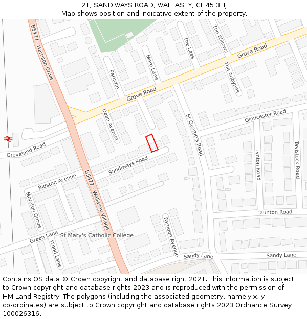 21, SANDIWAYS ROAD, WALLASEY, CH45 3HJ: Location map and indicative extent of plot