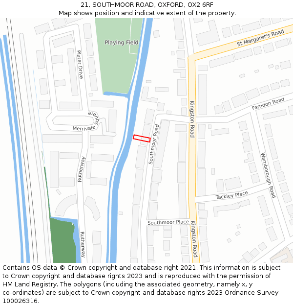 21, SOUTHMOOR ROAD, OXFORD, OX2 6RF: Location map and indicative extent of plot