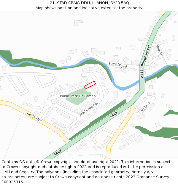 21, STAD CRAIG DDU, LLANON, SY23 5AQ: Location map and indicative extent of plot