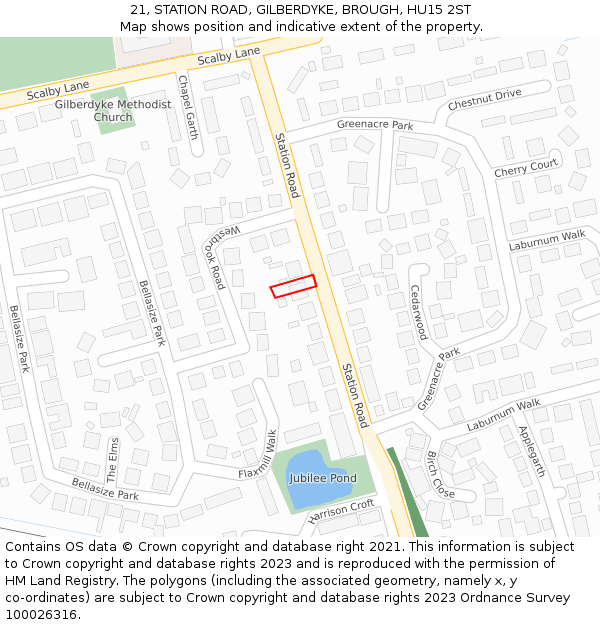 21, STATION ROAD, GILBERDYKE, BROUGH, HU15 2ST: Location map and indicative extent of plot