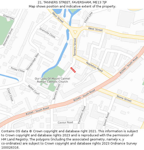 21, TANNERS STREET, FAVERSHAM, ME13 7JP: Location map and indicative extent of plot