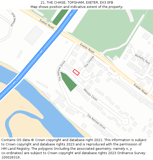 21, THE CHASE, TOPSHAM, EXETER, EX3 0FB: Location map and indicative extent of plot