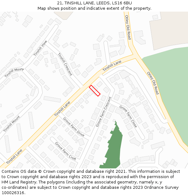 21, TINSHILL LANE, LEEDS, LS16 6BU: Location map and indicative extent of plot