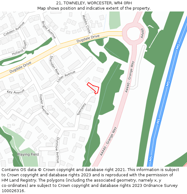 21, TOWNELEY, WORCESTER, WR4 0RH: Location map and indicative extent of plot