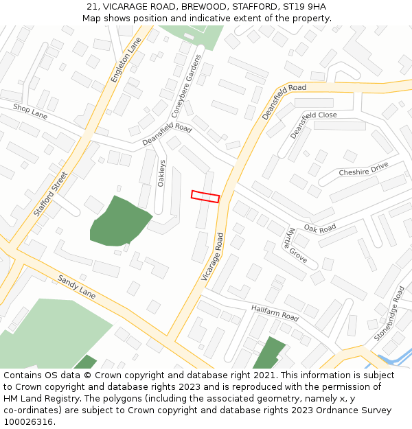 21, VICARAGE ROAD, BREWOOD, STAFFORD, ST19 9HA: Location map and indicative extent of plot