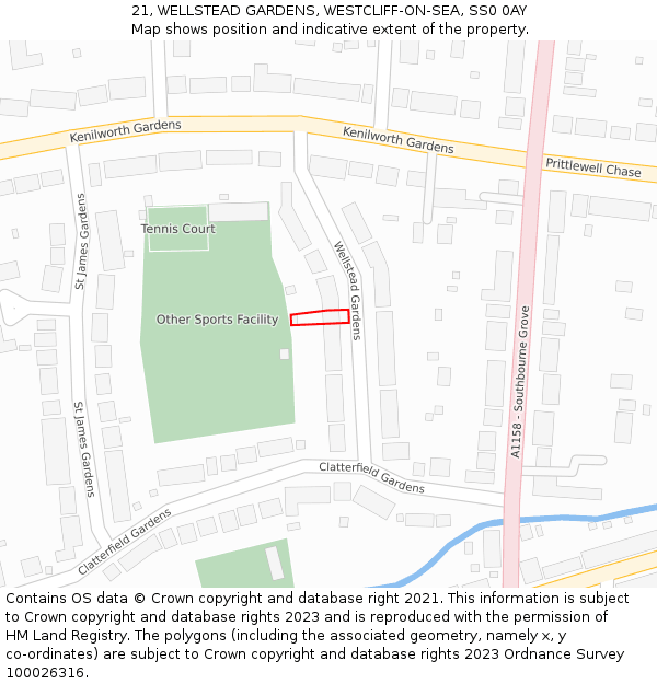 21, WELLSTEAD GARDENS, WESTCLIFF-ON-SEA, SS0 0AY: Location map and indicative extent of plot