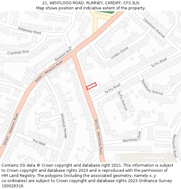 21, WENTLOOG ROAD, RUMNEY, CARDIFF, CF3 3LN: Location map and indicative extent of plot