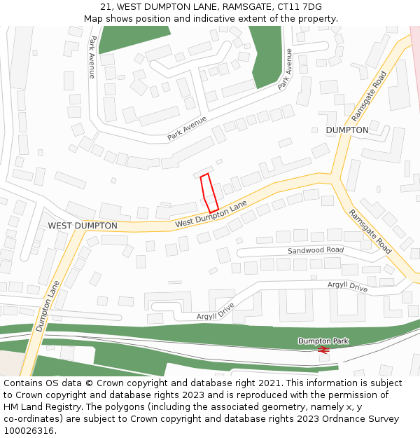 21, WEST DUMPTON LANE, RAMSGATE, CT11 7DG: Location map and indicative extent of plot