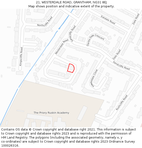 21, WESTERDALE ROAD, GRANTHAM, NG31 8EJ: Location map and indicative extent of plot