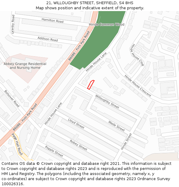 21, WILLOUGHBY STREET, SHEFFIELD, S4 8HS: Location map and indicative extent of plot