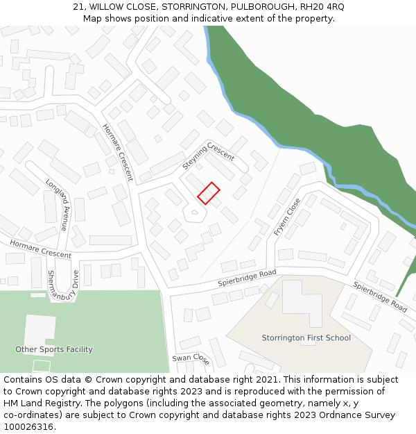 21, WILLOW CLOSE, STORRINGTON, PULBOROUGH, RH20 4RQ: Location map and indicative extent of plot