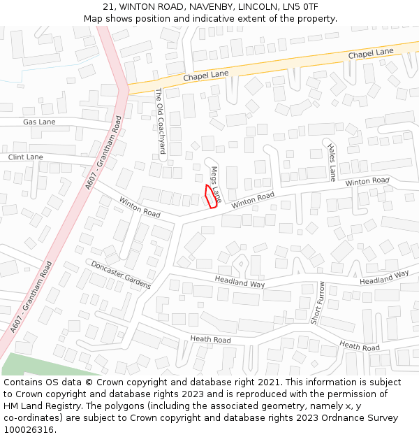 21, WINTON ROAD, NAVENBY, LINCOLN, LN5 0TF: Location map and indicative extent of plot