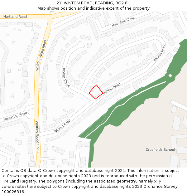 21, WINTON ROAD, READING, RG2 8HJ: Location map and indicative extent of plot