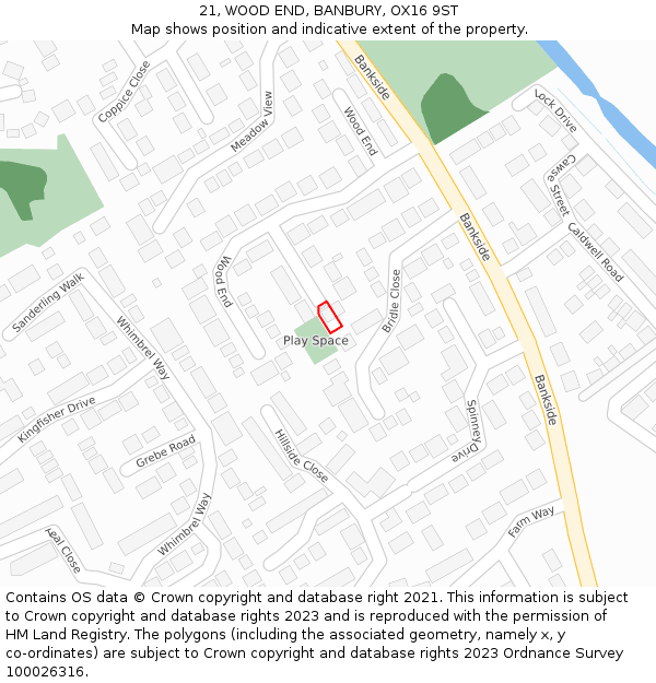 21, WOOD END, BANBURY, OX16 9ST: Location map and indicative extent of plot