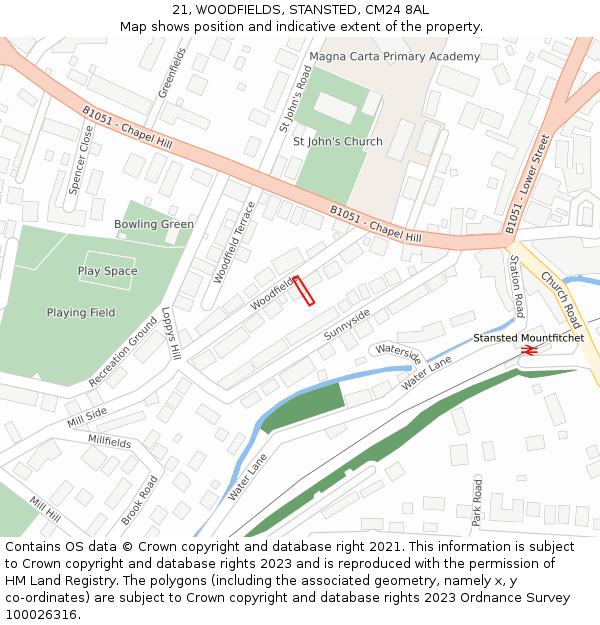 21, WOODFIELDS, STANSTED, CM24 8AL: Location map and indicative extent of plot