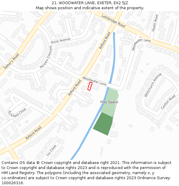 21, WOODWATER LANE, EXETER, EX2 5JZ: Location map and indicative extent of plot