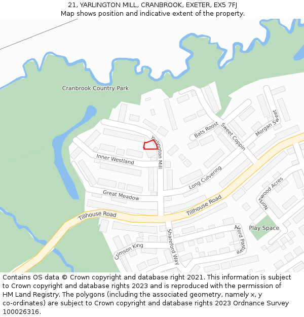 21, YARLINGTON MILL, CRANBROOK, EXETER, EX5 7FJ: Location map and indicative extent of plot