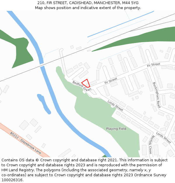 210, FIR STREET, CADISHEAD, MANCHESTER, M44 5YG: Location map and indicative extent of plot