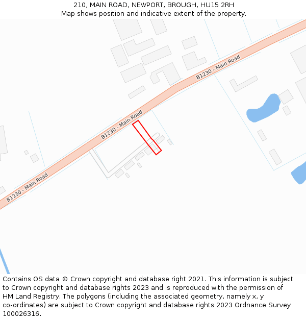 210, MAIN ROAD, NEWPORT, BROUGH, HU15 2RH: Location map and indicative extent of plot