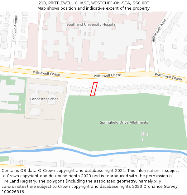 210, PRITTLEWELL CHASE, WESTCLIFF-ON-SEA, SS0 0RT: Location map and indicative extent of plot
