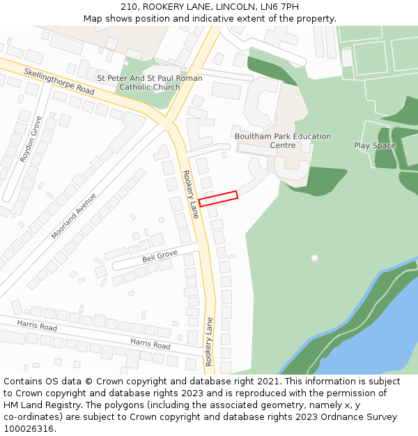 210, ROOKERY LANE, LINCOLN, LN6 7PH: Location map and indicative extent of plot