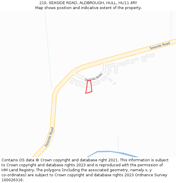 210, SEASIDE ROAD, ALDBROUGH, HULL, HU11 4RY: Location map and indicative extent of plot