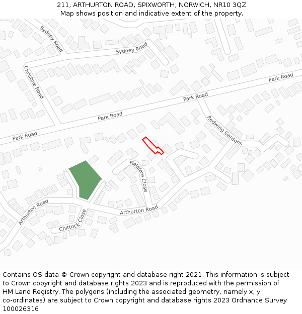 211, ARTHURTON ROAD, SPIXWORTH, NORWICH, NR10 3QZ: Location map and indicative extent of plot