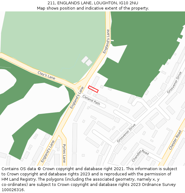 211, ENGLANDS LANE, LOUGHTON, IG10 2NU: Location map and indicative extent of plot