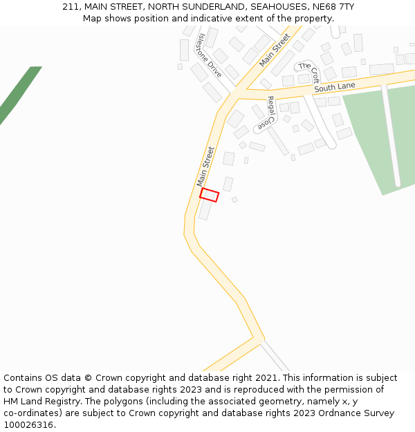 211, MAIN STREET, NORTH SUNDERLAND, SEAHOUSES, NE68 7TY: Location map and indicative extent of plot