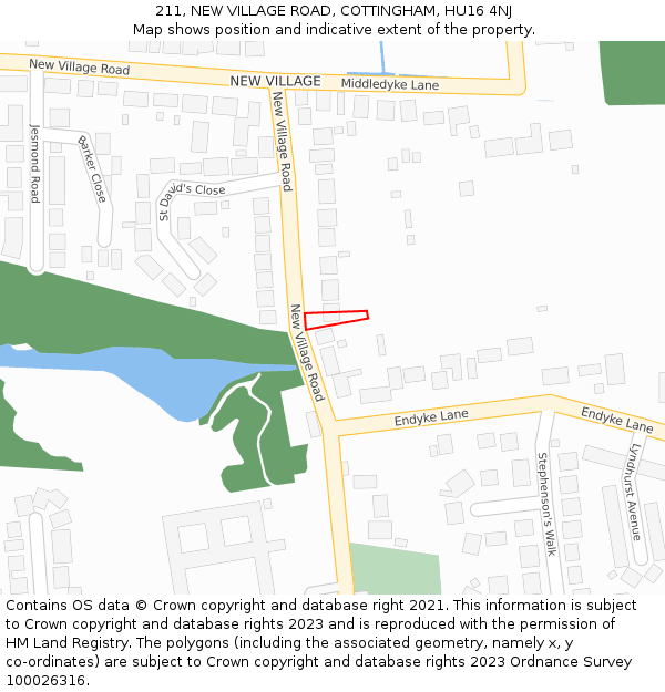 211, NEW VILLAGE ROAD, COTTINGHAM, HU16 4NJ: Location map and indicative extent of plot