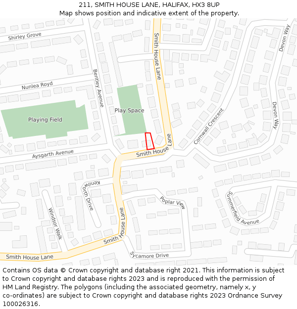 211, SMITH HOUSE LANE, HALIFAX, HX3 8UP: Location map and indicative extent of plot