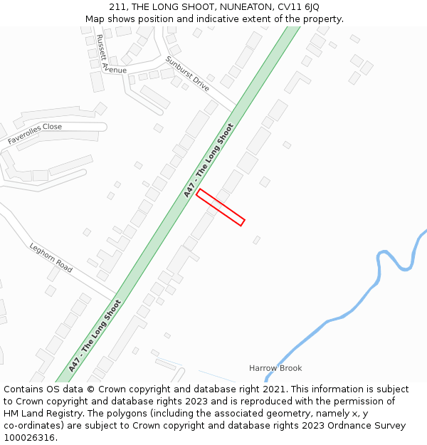 211, THE LONG SHOOT, NUNEATON, CV11 6JQ: Location map and indicative extent of plot