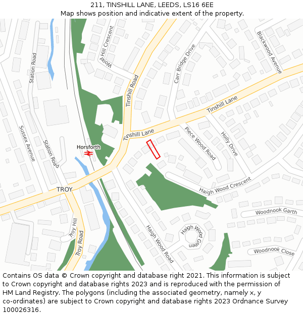 211, TINSHILL LANE, LEEDS, LS16 6EE: Location map and indicative extent of plot