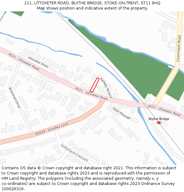 211, UTTOXETER ROAD, BLYTHE BRIDGE, STOKE-ON-TRENT, ST11 9HQ: Location map and indicative extent of plot