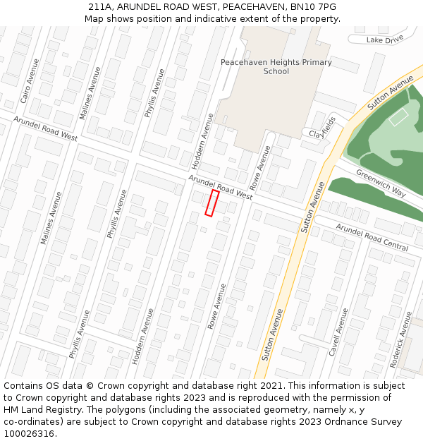 211A, ARUNDEL ROAD WEST, PEACEHAVEN, BN10 7PG: Location map and indicative extent of plot