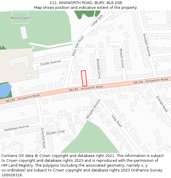 212, AINSWORTH ROAD, BURY, BL8 2SB: Location map and indicative extent of plot