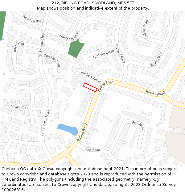 212, BIRLING ROAD, SNODLAND, ME6 5ET: Location map and indicative extent of plot