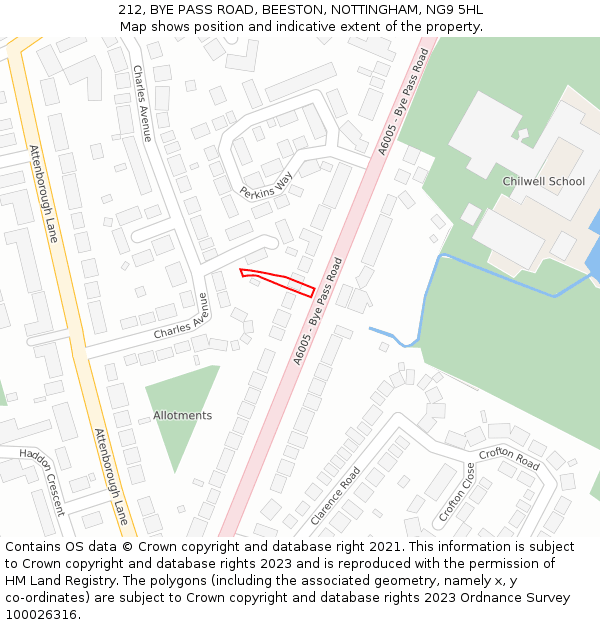 212, BYE PASS ROAD, BEESTON, NOTTINGHAM, NG9 5HL: Location map and indicative extent of plot