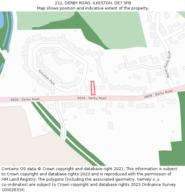 212, DERBY ROAD, ILKESTON, DE7 5FB: Location map and indicative extent of plot