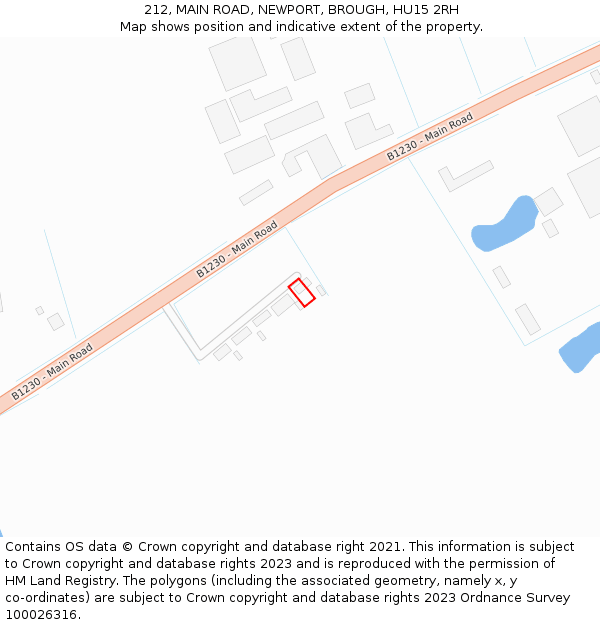 212, MAIN ROAD, NEWPORT, BROUGH, HU15 2RH: Location map and indicative extent of plot