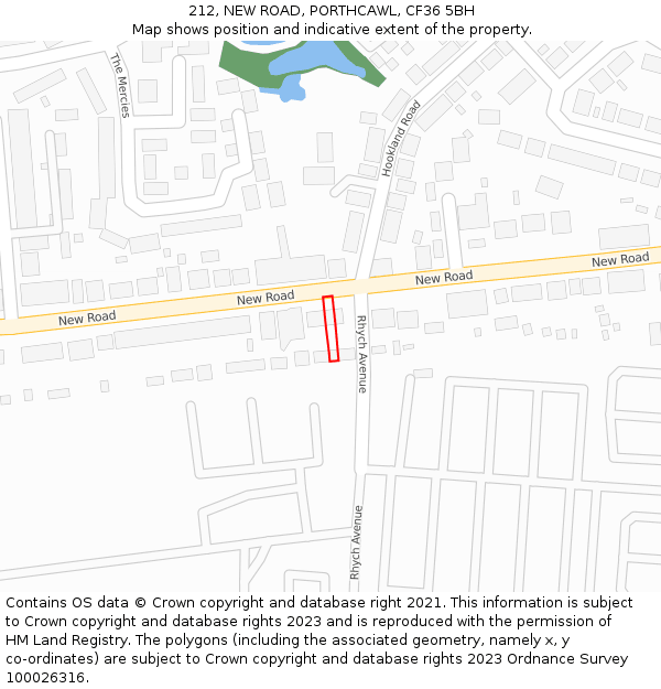 212, NEW ROAD, PORTHCAWL, CF36 5BH: Location map and indicative extent of plot