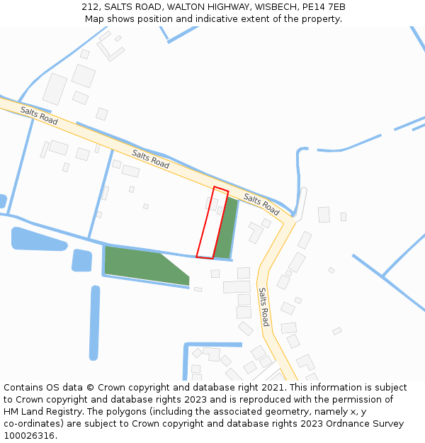 212, SALTS ROAD, WALTON HIGHWAY, WISBECH, PE14 7EB: Location map and indicative extent of plot